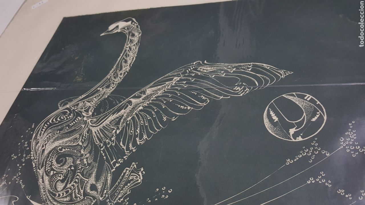 Kunst: AGUAFUERTE NUMERADO DE F.M. MIHIEH &rdquo;CISNE VERDE&rdquo;