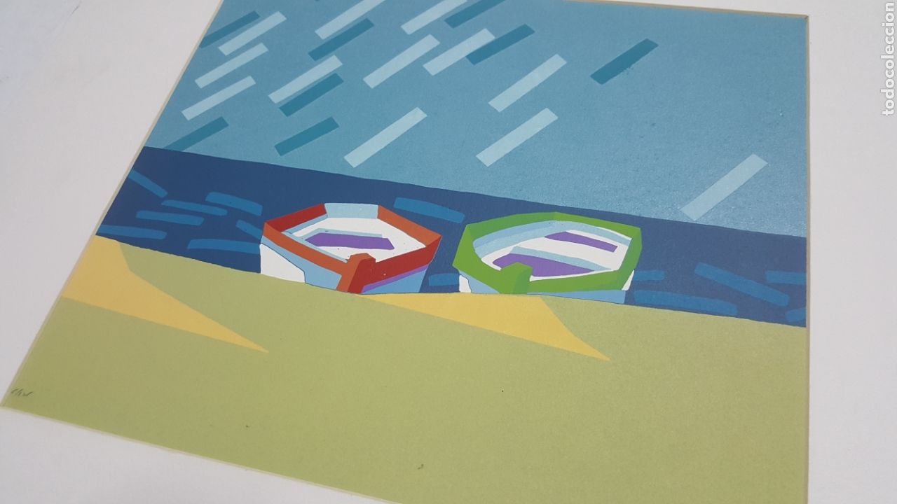 Arte: LITOGRAF&Iacute;A DE FERRER &rdquo;BARCA EN SANTA POLA&rdquo;