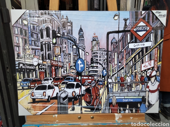 Arte: CUADRO de Gran V&iacute;a de Madrid tipo comic de JOSE ALCALA - Foto 1