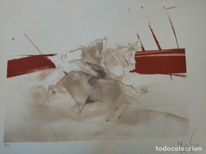 Arte: TAUROMAQUIA. PRECIOSA LITOGRAFIA TEMA TAURINO. NUMERADA Y FIRMADA POR EL AUTOR.