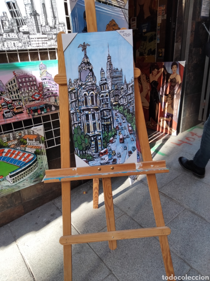 Arte: Cuadro de Edificio Metr&oacute;polis de Madrid. Jose Alcal&aacute;. Litograf&iacute;a offset sobre tabla 60x30 cm. - Foto 8