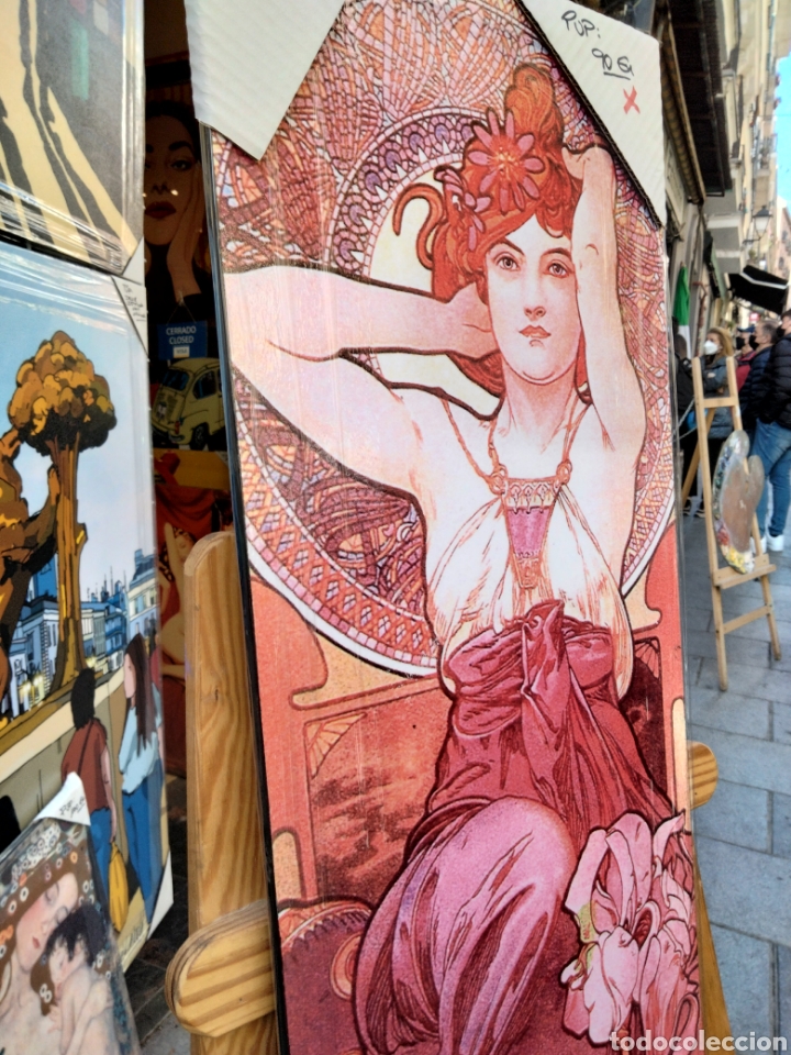 Arte: Cuadro DE MUCHA &rdquo;AMATISTA&rdquo; Litograf&iacute;a offset sobre tabla. - Foto 3