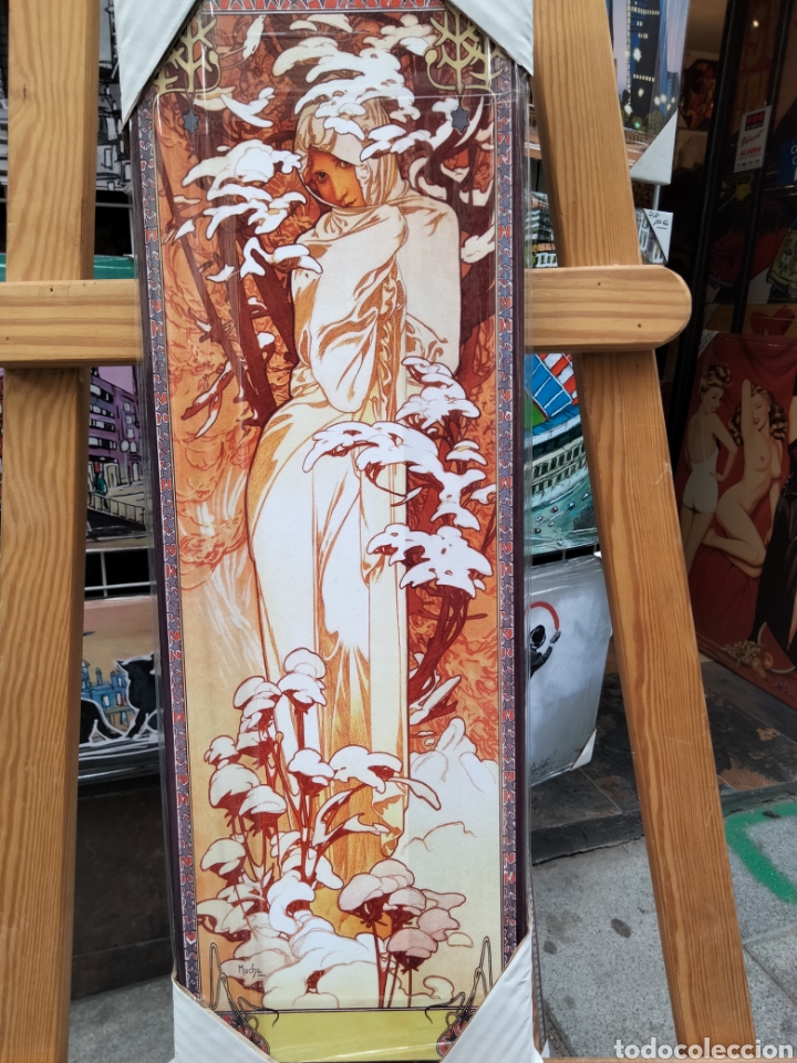 Arte: Cuadro de Alphonse Mucha. 60x20 cm. Litograf&iacute;a offset . - Foto 1