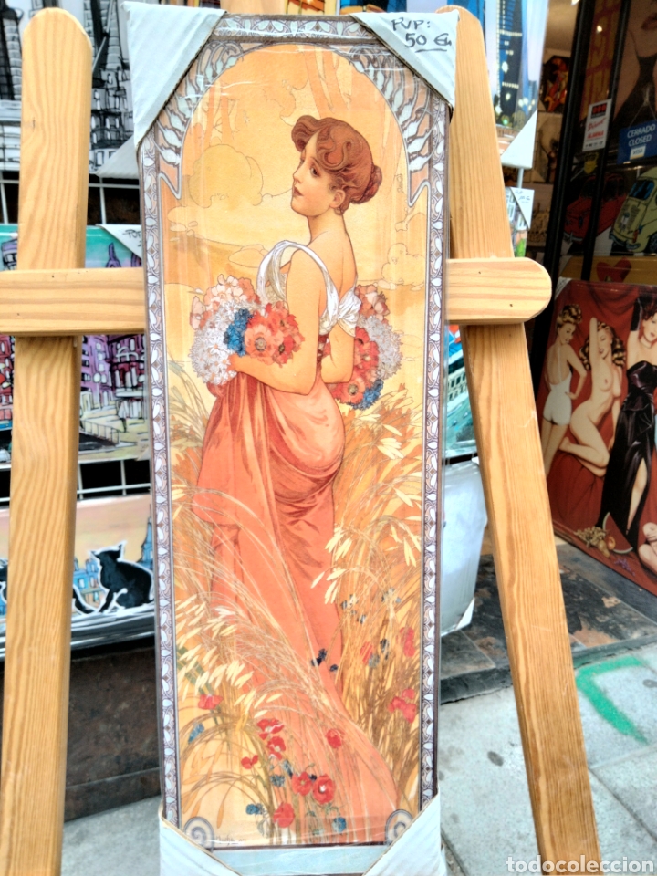 Arte: Cuadro de Alphonse Mucha. Litograf&iacute;a offset . 60x20 cm - Foto 1