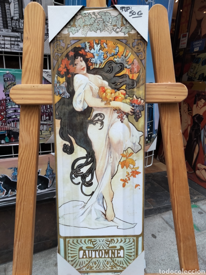 Arte: Cuadro de Alphonse Mucha. Litograf&iacute;a offset. 60x20 cm - Foto 1