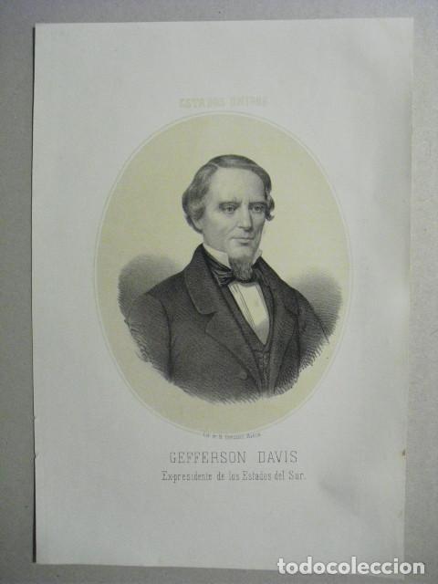 Arte: 1867 LITOGRAFIA DE GEFFERSON DAVIS EX-PRESIDENTE DE LOS ESTADOS DEL SUR