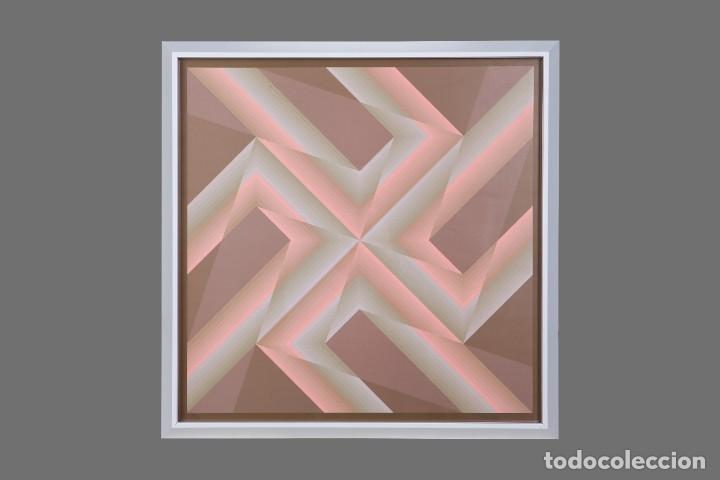 Arte: TRIBUTE TO VASARELY. OBRA GR&Aacute;FICA DE JIM BIRD FIRMADA. CON MARCO. N.&ordm; TIRADA 69/75. 1972