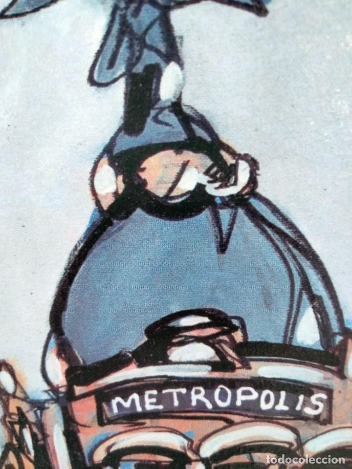 Arte: Cuadro de JOSE ALCALA Edificio Metropolis Madrid tipo comic. Tabla texturizada de 40 x 28 cm. - Foto 4