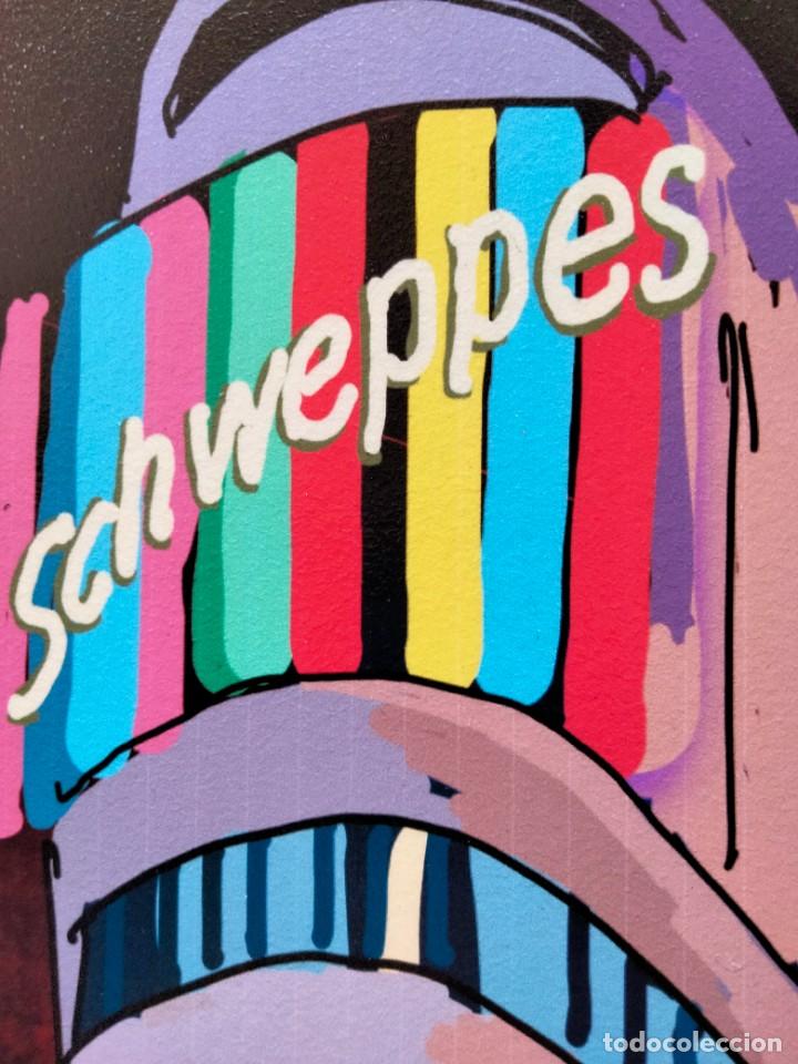Arte: Cuadro de JOSE ALCALA Edificio Capitol de Madrid tipo comic. Tabla texturizada de 90 x 30 cm. - Foto 4