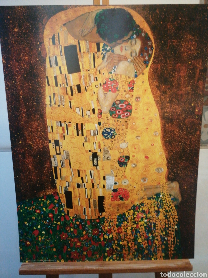 Arte: LAMINA SIMBOLISTA G. KLIMT : EL BESO. 80 X 60 cm. LITOGRAFIA