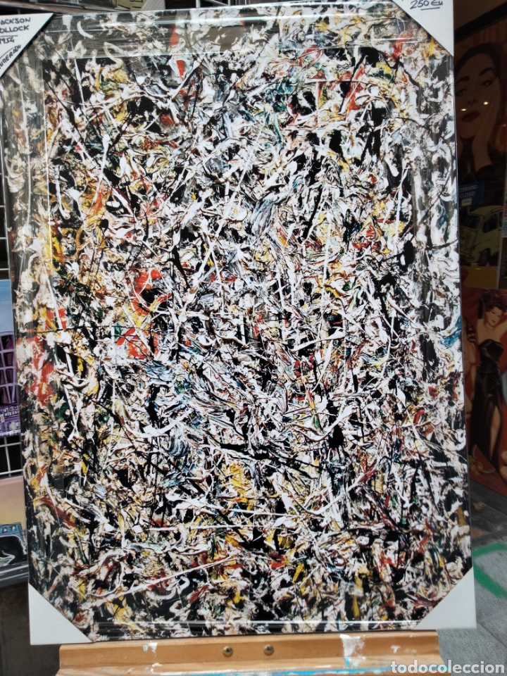 Arte: Cuadro de Jackson Pollock. Abstracto de 100 x 70 cm. Litograf&iacute;a offset. - Foto 1