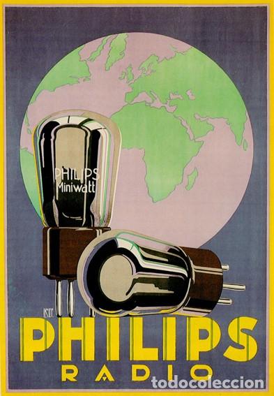 Arte: Lamina de PHILIPS RADIO .Cartel publicitario. Litografia offset 70 x 50 cm.