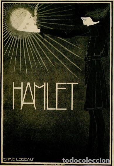 Arte: Lamina de HAMLET .Cartel publicitario Teatro. Litografia offset 70 x 50 cm.