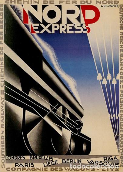 Arte: Lamina de Adolphe Mouron. Nord Express Super Tren a Berlin. Litografia offset 70 x 50 cm.