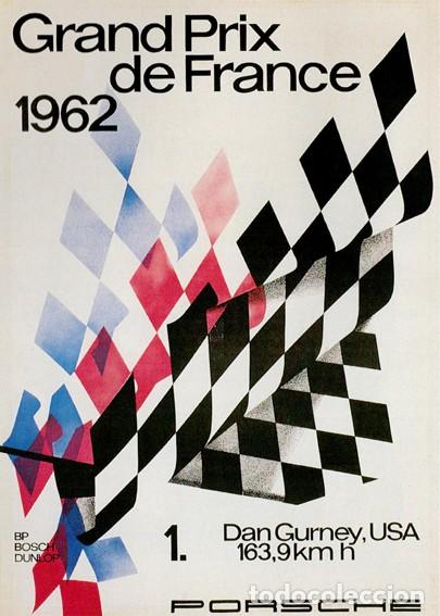 Arte: Lamina de Gran Prix de Francia 1962. Litografia offset 70 x 50 cm.