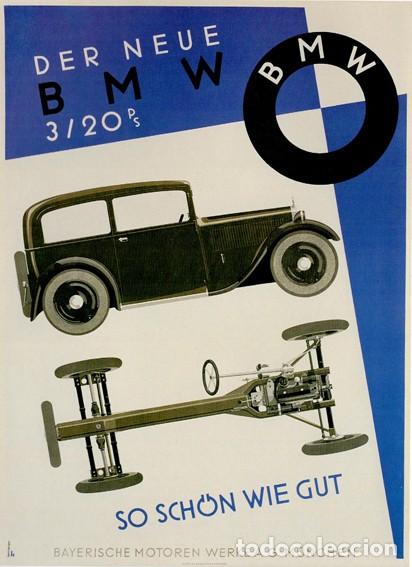 Arte: Lamina de BMW. Cartel Vintage. Litografia offset 70 x 50 cm.