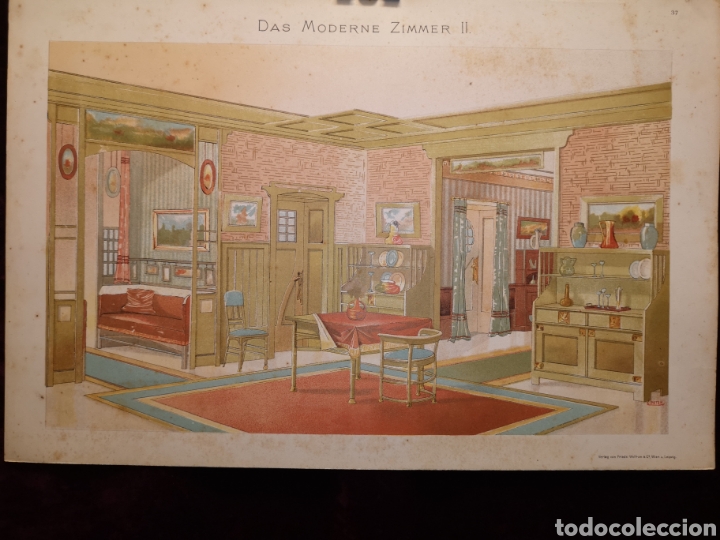 Arte: LITOGRAF&Iacute;A ALEMANA ORIGINAL MODERNISTA - 30 X 45.50 CM