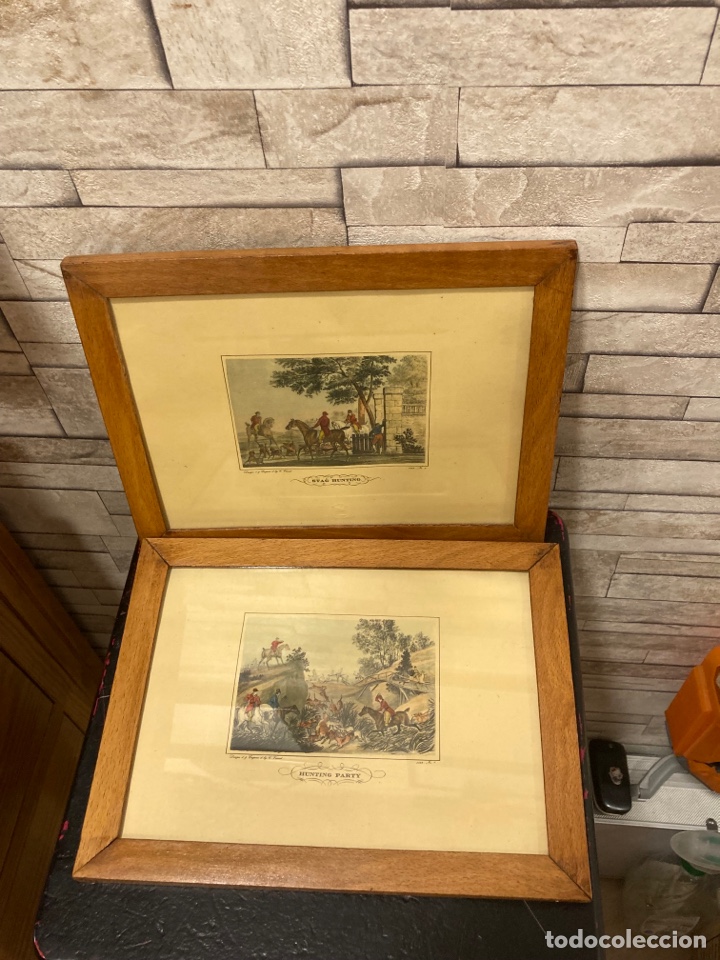 Arte: Lote de 2 grabados o litograf&iacute;as inglesas, peque&ntilde;as