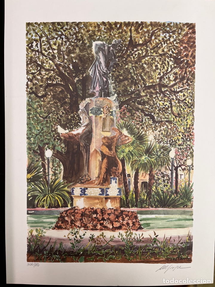 Art: LITOGRAFIA FIRMADA A LAPIZ POR EL ARTISTA - LA AGUADORA DE BA&Ntilde;ULS - PLAZA DE CORREOS - ALICANTE