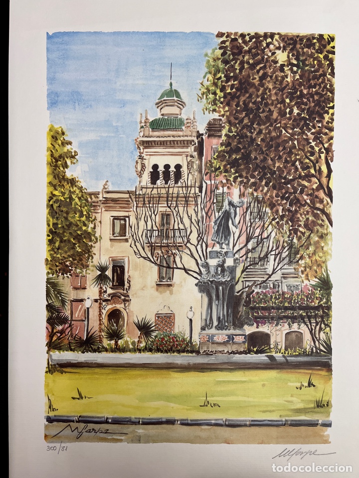 Art: LITOGRAFIA FIRMADA A LAPIZ POR EL ARTISTA - LA AGUADORA DE BA&Ntilde;ULS - PLAZA DE CORREOS - ALICANTE