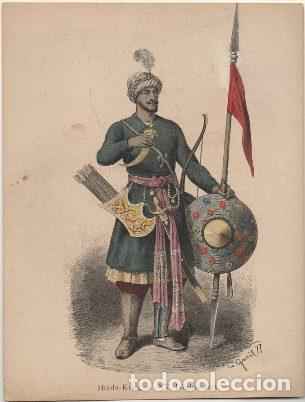 Arte: LITOGRAFIA ORIGINAL. HINDU-KRIEGER. XV JAHRUNDERT G-TIPYCOST-117