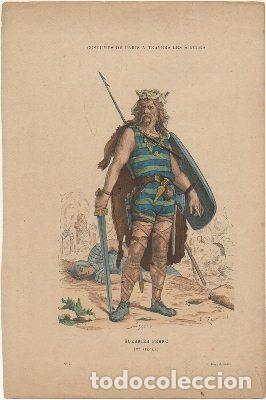 Arte: LITOGRAFIA ORIGINAL. COSTUMES DE PARIS A TRAVERS LES SIECLES. GUERRIER FRANC. V SG. G-TIPYCOST-119