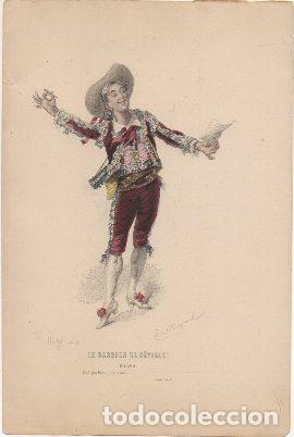 Arte: LITOGRAFIA ORIGINAL. LE BARBIER DE SEVILLA. FIGARO. ACTO l G-TIPYCOST-141