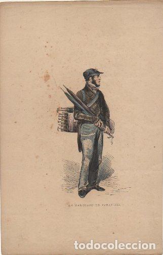 Arte: LAMINA LITOGRAFICA ORIGINAL. LE MARCHAND DE PARAPLUIE G-TIPYCOST-149