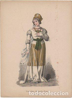 Arte: LITLOGRAFIA ORIGINAL. VORNEHME DEUTSCHE FRAU. UM 1480 G-TIPYCOST-161