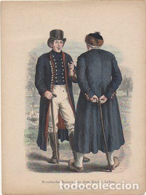 Arte: LITOGRAFIA ORIGINAL. WENDISCHE BAUERN AUS DEM KREISE LEBUS G-TIPYCOST-170