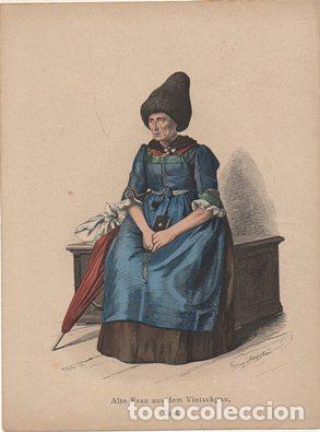 Art: LITOGRAFIA ORIGINAL. ALTE FRAU AUS DEM VISTSCHGAU. TIROL G-TIPYCOST-184