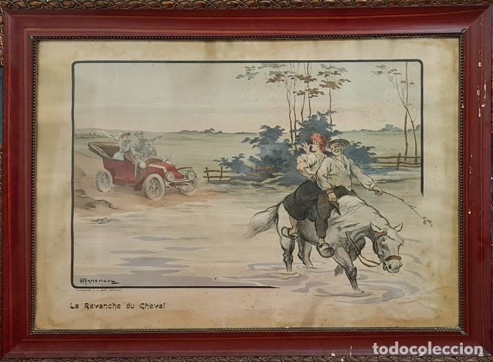 Arte: LA REVANCHE DU CHEVAL. LITOGRAFIA SOBRE PAPEL. ARMENGOL. PARIS. CIRCA 1915