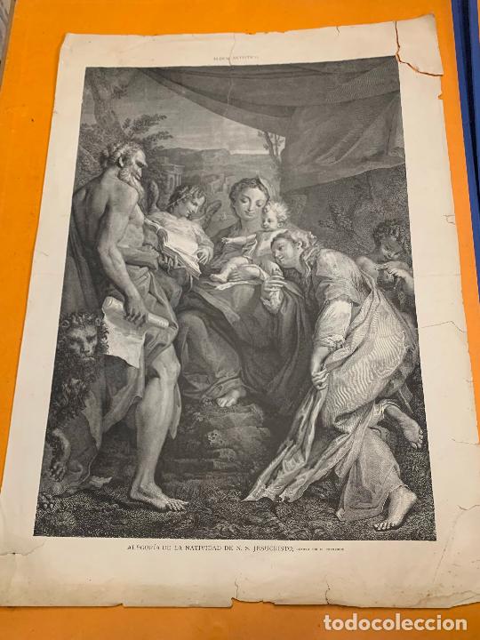 Arte: ALEGORIA NATIVIDAD JESUCRISTO. Antiguo grabado o litografia Ideal enmarcar Muy curioso mide 59x42cms