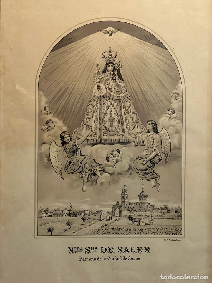 Arte: SUECA Valencia. Nuestra Se&ntilde;ora de Sales Litograf&iacute;a de S. Dura (h.1900?) Reverso. La Mutual del Turia