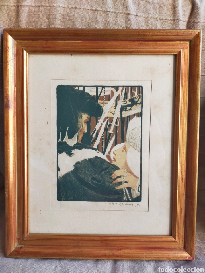 Arte: A IMPLORACION. LITOGRAFIA A 4 COLORES. BELLERY DESFUNTAINES. CON MARCO.