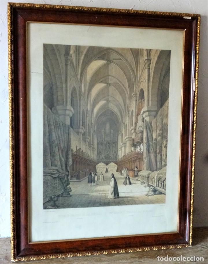 Arte: INTERIOR DEL CORO DE LAS HUELGAS DE BURGOS. Litograf&iacute;a de ASSELINEAU SOBRE DIBUJO DE G. P. VILLAAMIL