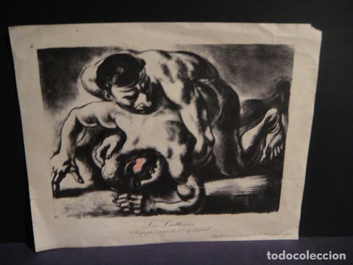 Art: les lutteurs , lithografhie originale de edy legrand - supplement a l'amour de l'art 1929