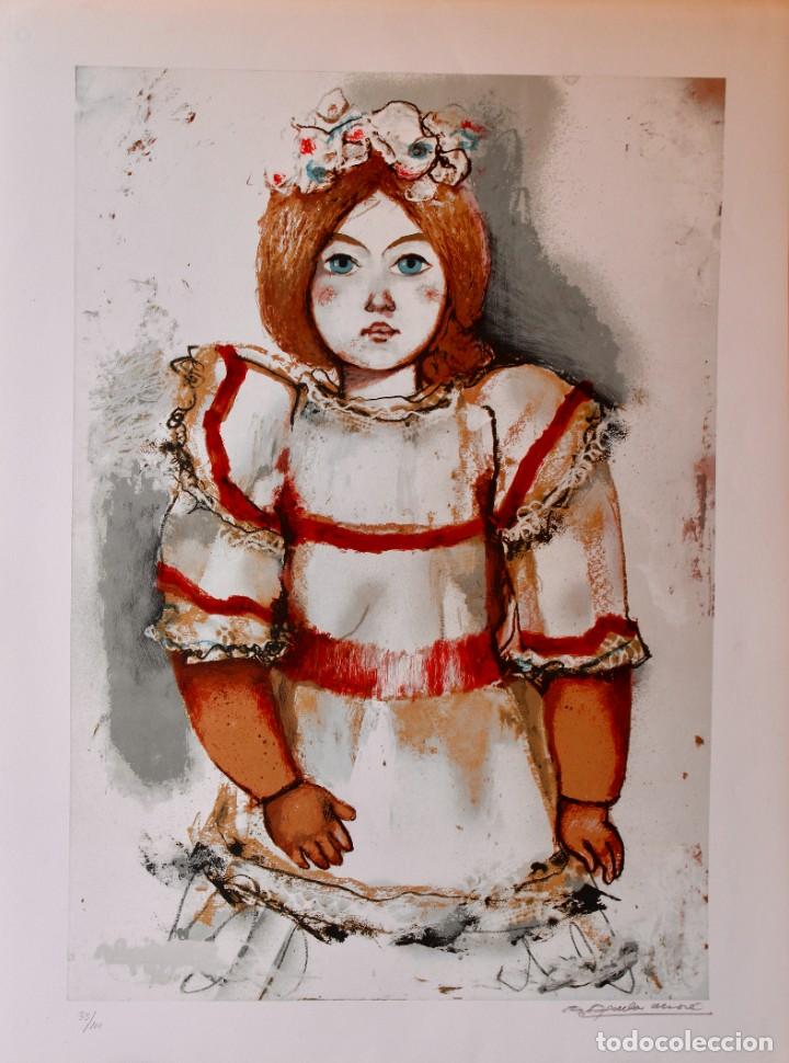 Arte: &rdquo;La nina&rdquo;, Litograf&iacute;a de Aguilar Mor&eacute; - Foto 1