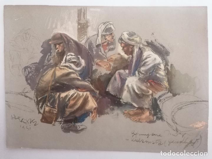 Arte: 2 LITOGRAFIAS DE HANS LISKA, 2&ordm; GUERRA MUNDIAL, INDIOS PRISIONEROS EN KALAMATA Y ESTUDIO DE MOVIMIEN