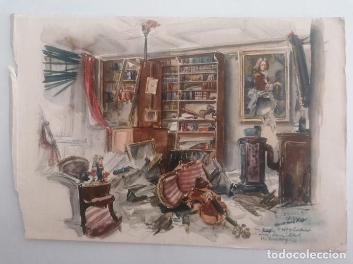 Arte: 2 LITOGRAFIAS DE HANS LISKA, 2&ordm; GUERRA MUNDIAL, CUARTEL BRITANICO Y AERODROMO CAMPA&Ntilde;A DE FRANCIA