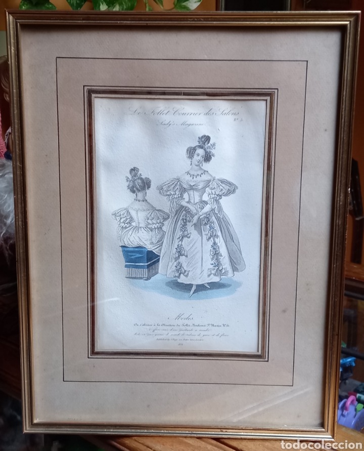 Arte: Antigua litograf&iacute;a &rdquo;Le Follet&rdquo; moda victoriana enmarcada