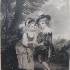 Arte: ANTIGUA LITOGRAFIA 1836 ORIGINAL JOSHUA REYNOLDS LORD HENRY Y LADY CHARLOTTE SPENCER. Lote 363122345