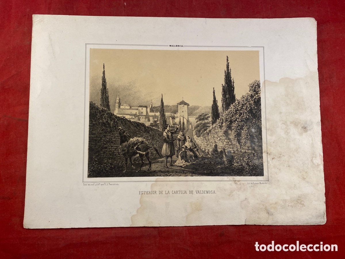 Arte: LITOGRAF&Iacute;A EXTERIOR DE LA CARTUJA DE VALDEMOSA MALLORCA
