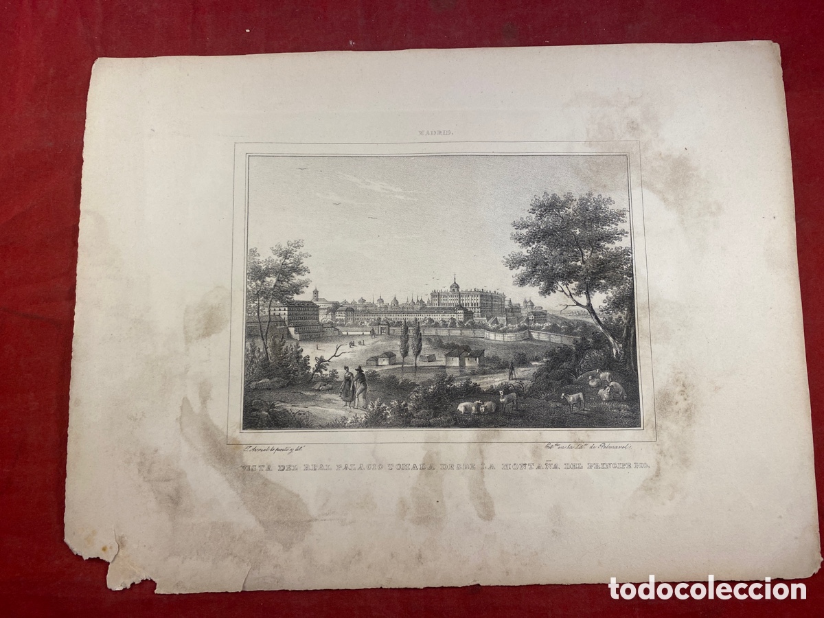 Art: VISTA DEL REAL PALACIO TOMADA DESDE LA MONTA&Ntilde;A DEL PR&Iacute;NCIPE P&Iacute;O LITOGRAF&Iacute;A DE PALMAROLI