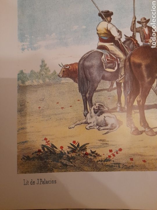 Arte: Litograf&iacute;a de J. PALACIOS, V&iacute;spera de la Corrida - Foto 2
