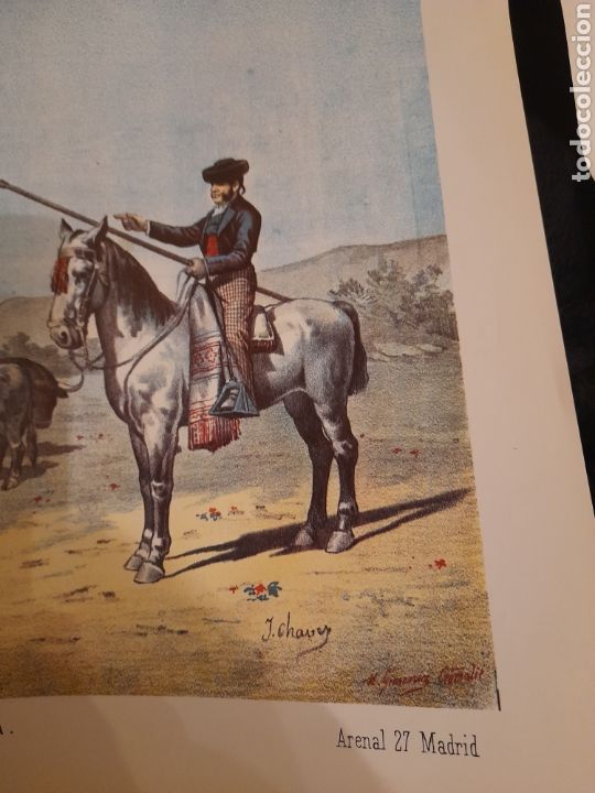 Arte: Litograf&iacute;a de J. PALACIOS, V&iacute;spera de la Corrida - Foto 4