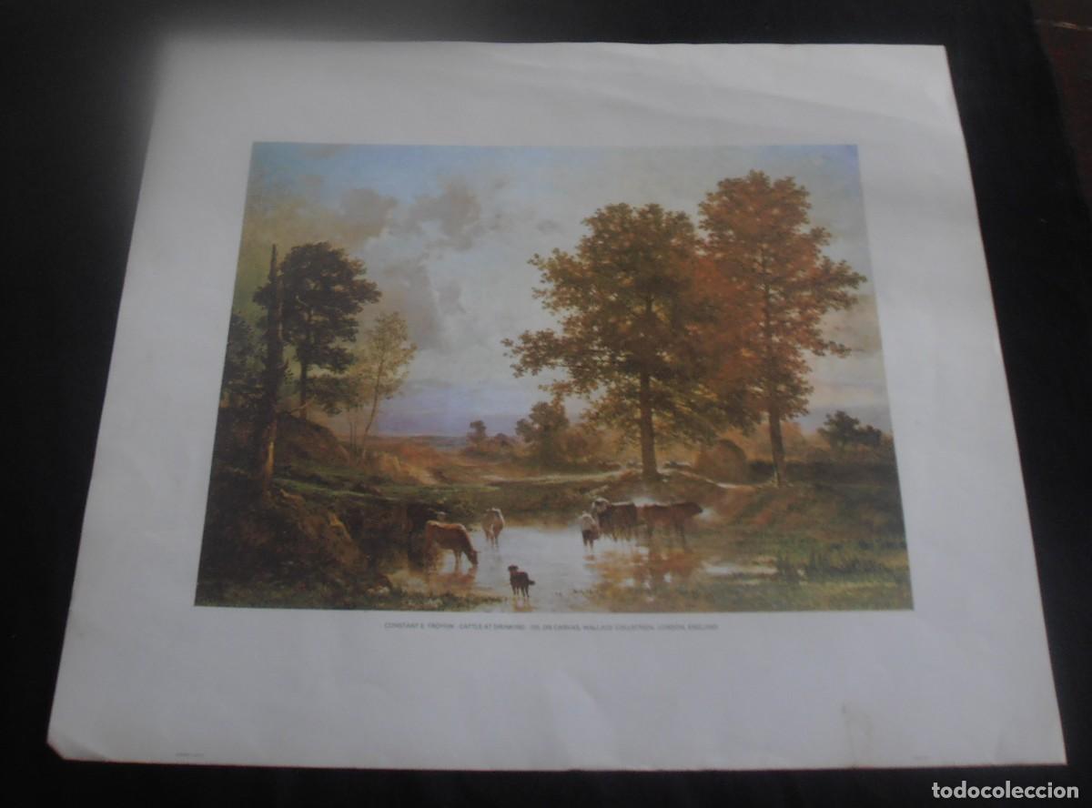 Arte: LITOGRAFIA, CONSTANT E. TROYON - CATTLE AT DRINKING - Foto 1