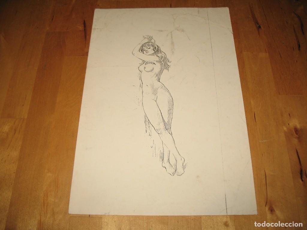 Art: OBRA DE ARTE DESNUDO LITOGRAF&Iacute;A MUJER DESNUDA LIGERAMENTE TORCIDA DIBUJO SIN USO NO TRABAJADO