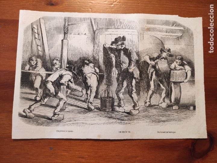 Kunst: On presse le raisin On tire le vin On le met en barrique - 25x17