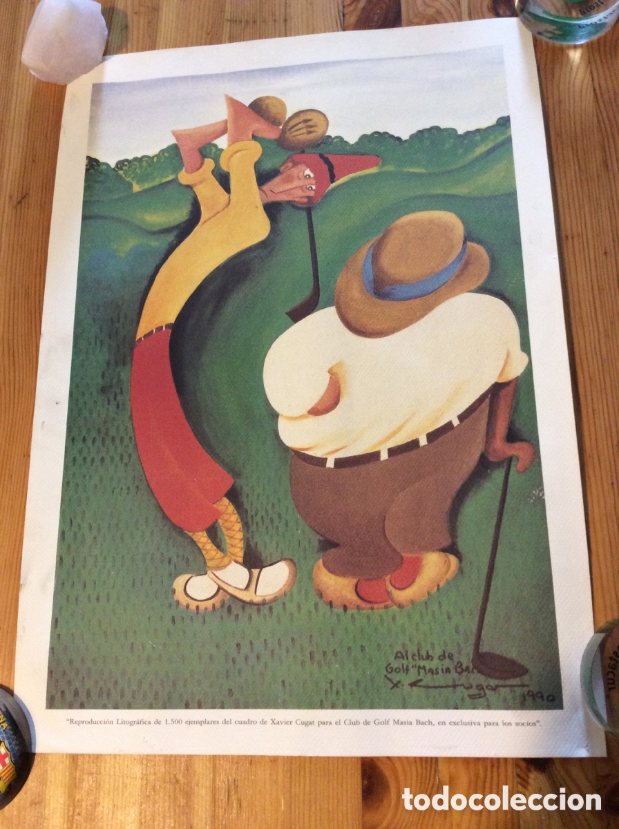 Kunst: Reproducci&oacute;n litografica Xavier Cugat Golf Masia Bach limitada para los socios 50x35cm Sesrovires
